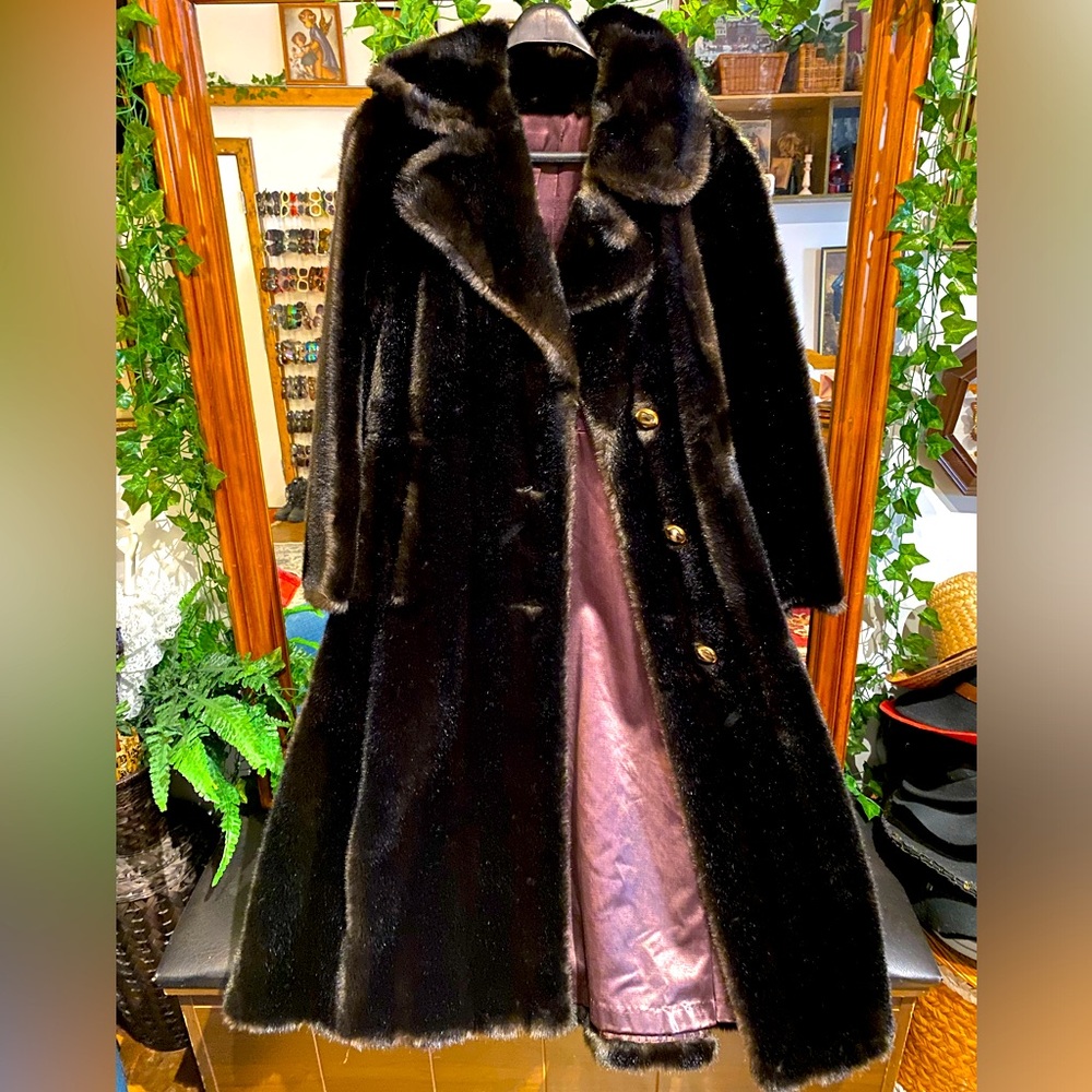 Elegant Black Faux Fur Coat